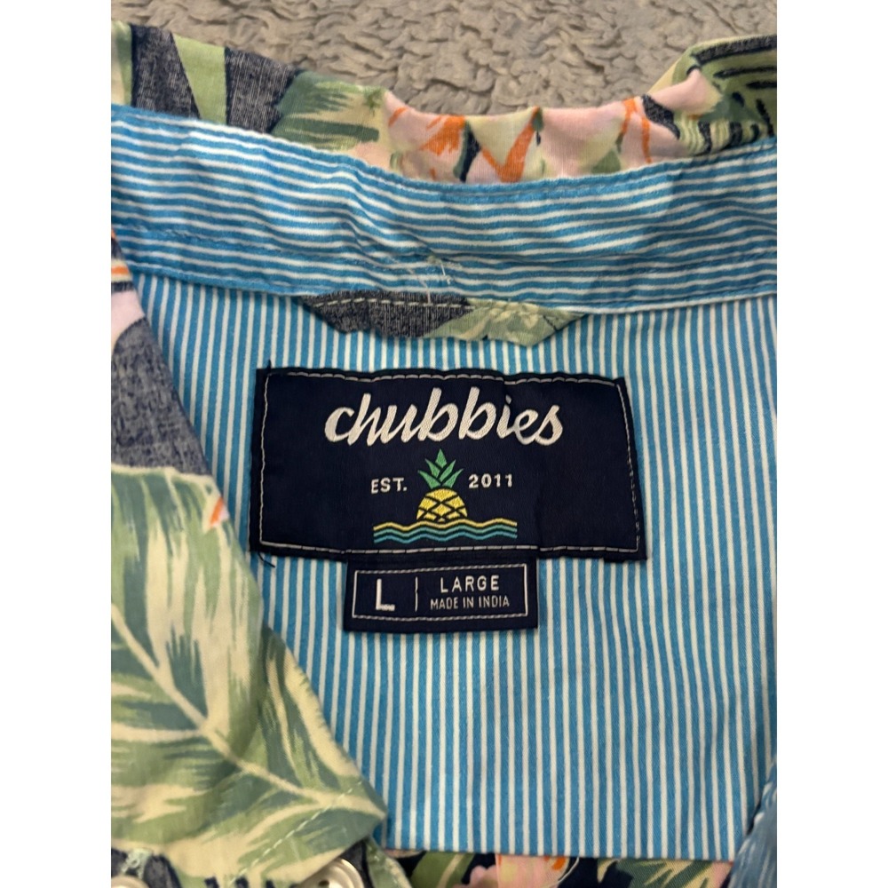 Chubbies Hawaiian Button Down Shirt Men's Large Regular Fit Floral Vacation - Picture 2 of 5